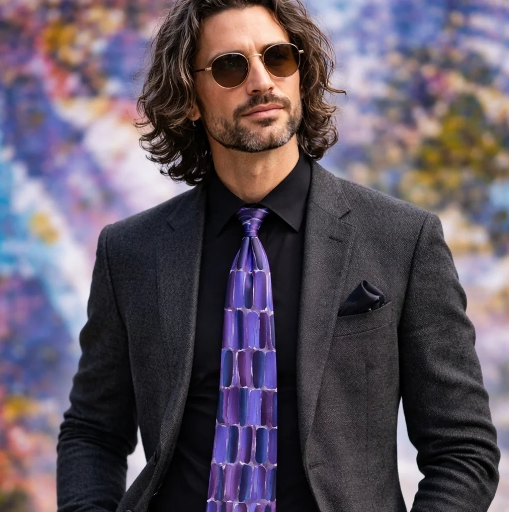 J. Garcia Wired Crossroads purple silk tie